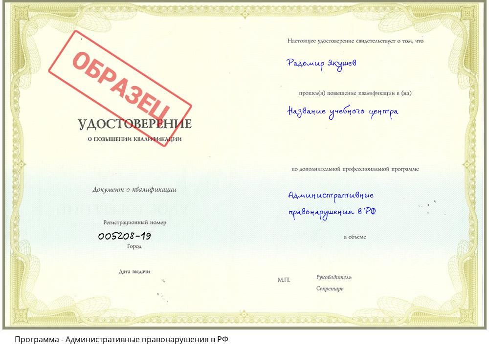 Административные правонарушения в РФ Будённовск