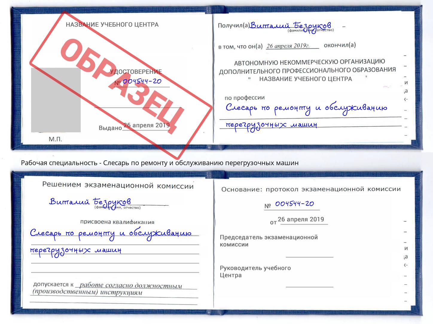 Слесарь по ремонту и обслуживанию перегрузочных машин Будённовск