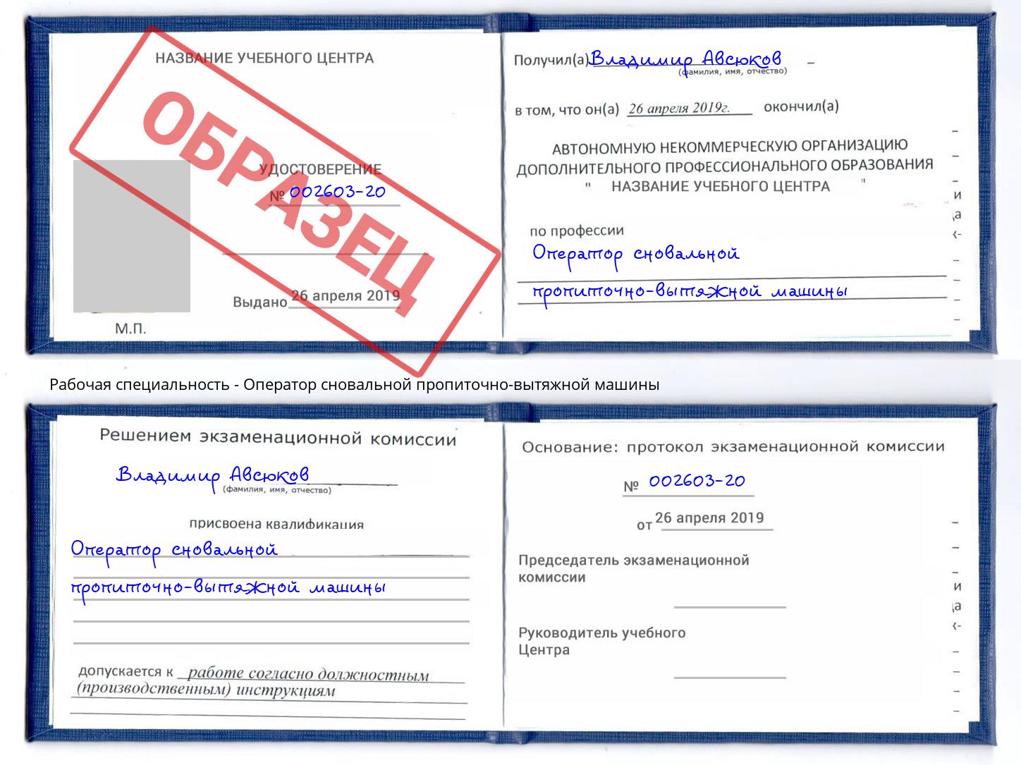 Оператор сновальной пропиточно-вытяжной машины Будённовск