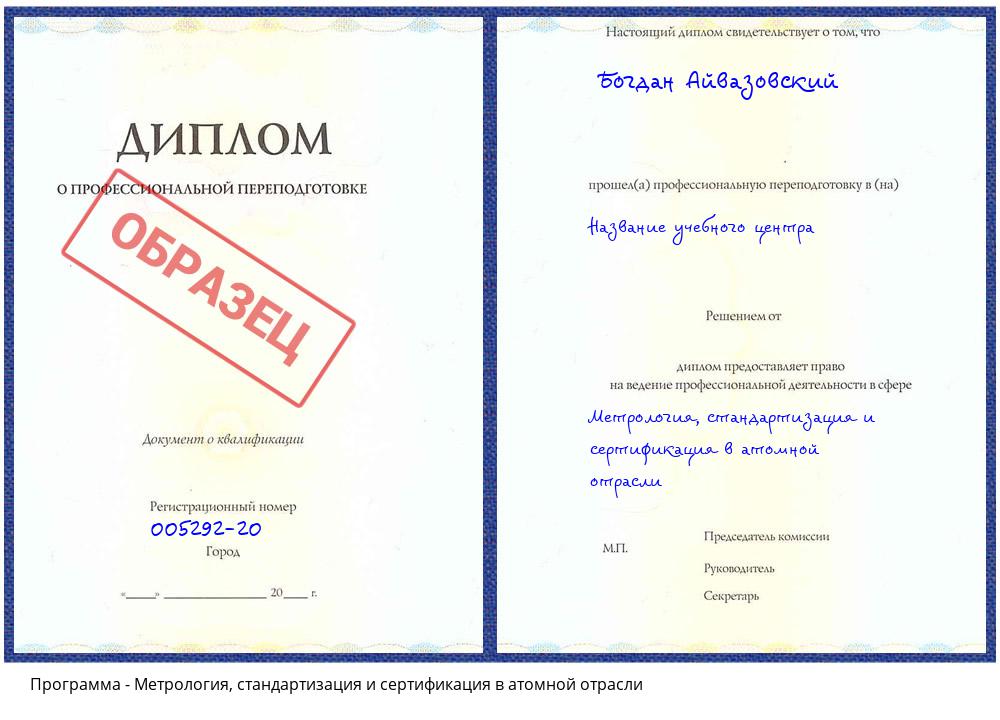 Метрология, стандартизация и сертификация в атомной отрасли Будённовск