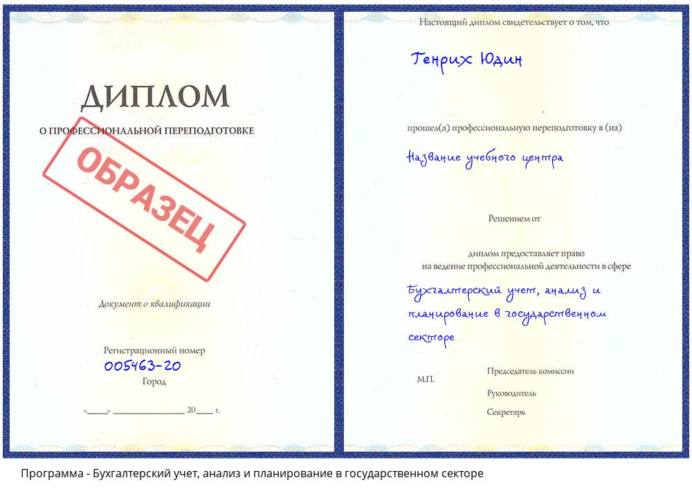 Бухгалтерский учет, анализ и планирование в государственном секторе Будённовск
