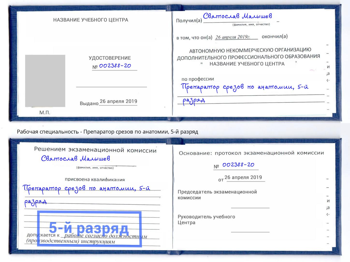 корочка 5-й разряд Препаратор срезов по анатомии Будённовск