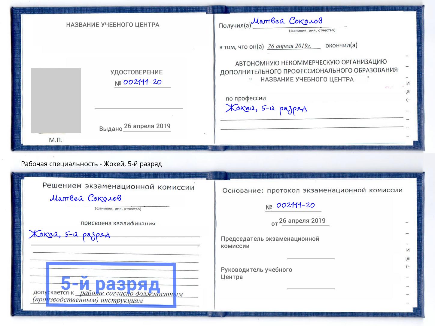 корочка 5-й разряд Жокей Будённовск